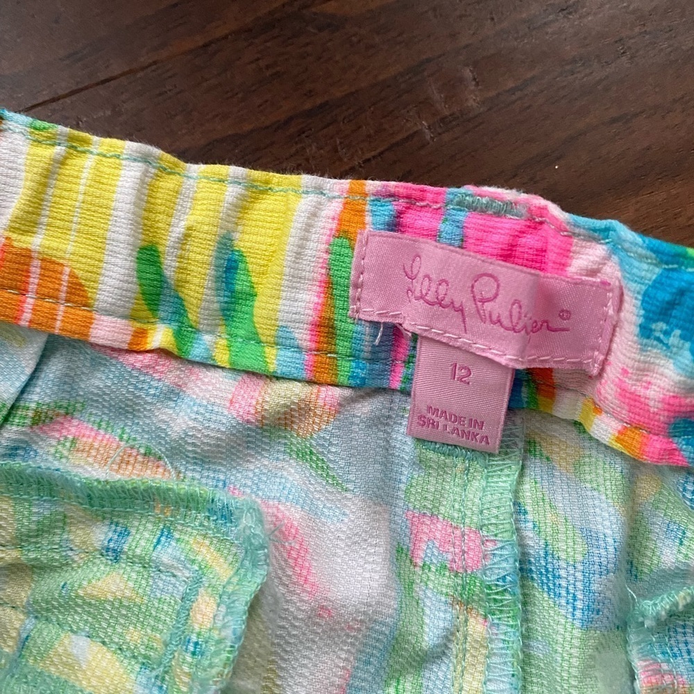 Lilly Pulitzer Girls Mini Callahan Shorts Sea Salt Sun Size 12 - Picture 3 of 4